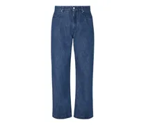 leather-patch jeans - Blau