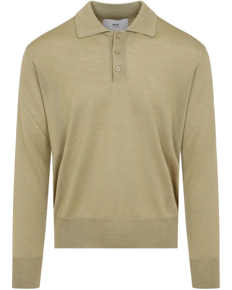AMI Paris Fein gestricktes Poloshirt - Nude Nude
