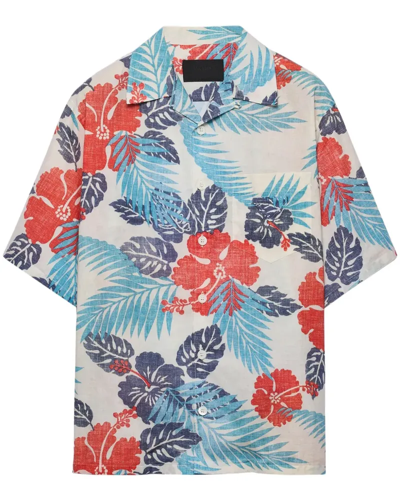 Prada Hemd mit Blumenmuster - Weiß Weiß