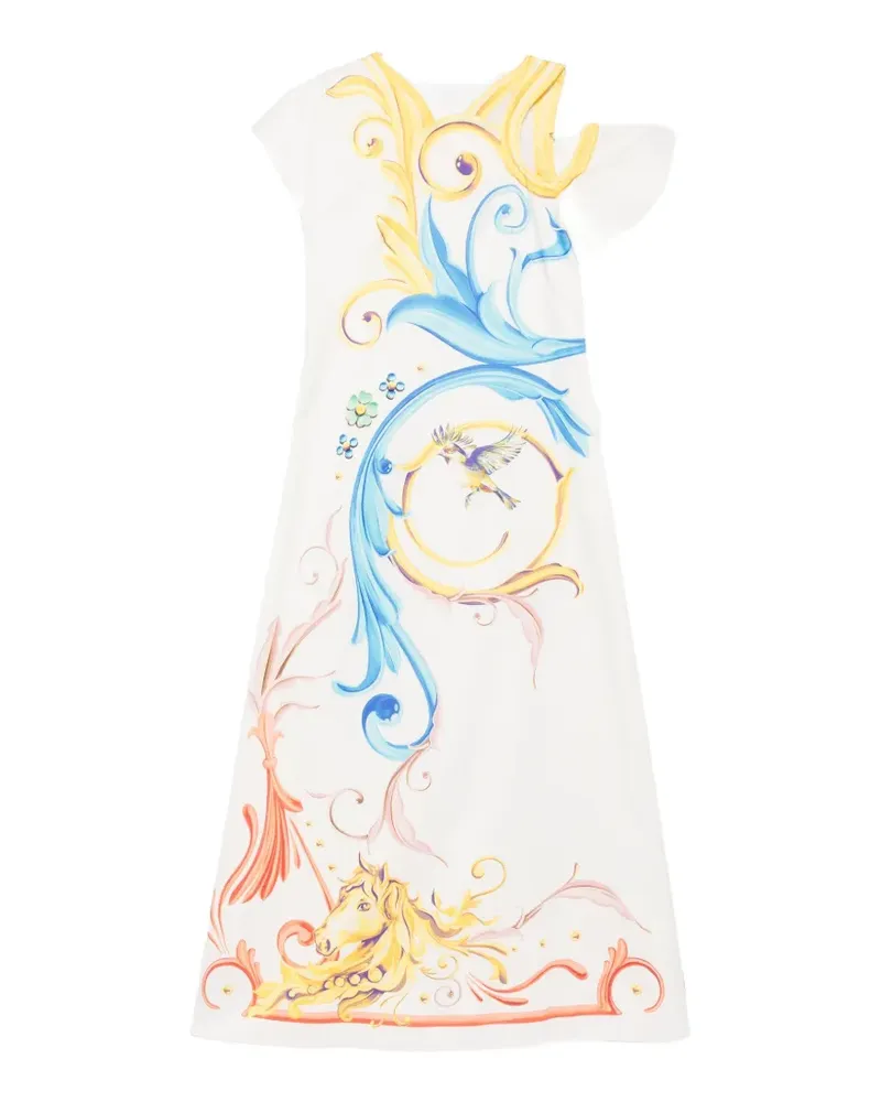 Moschino graphic-print cut-out maxi dress - Weiß Weiß