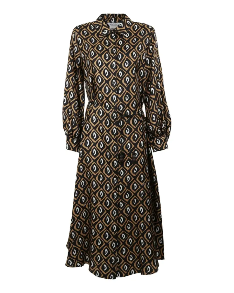 Max Mara Kleid mit geometrischem Print und Gürtel - Braun Braun