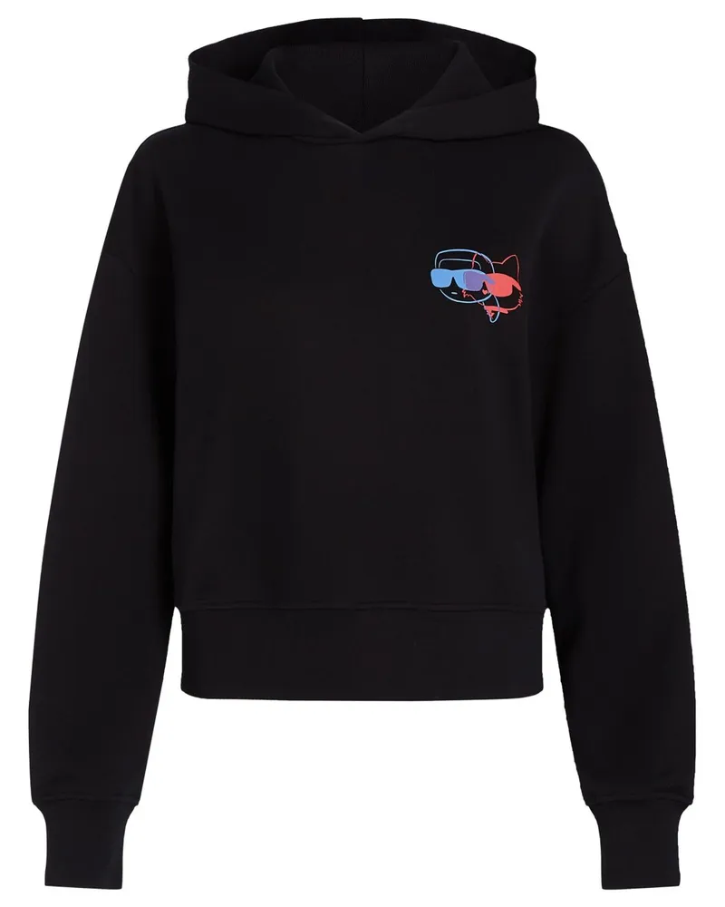 Karl Lagerfeld Ikon Cropped-Hoodie in Colour-Block-Optik - Schwarz Schwarz