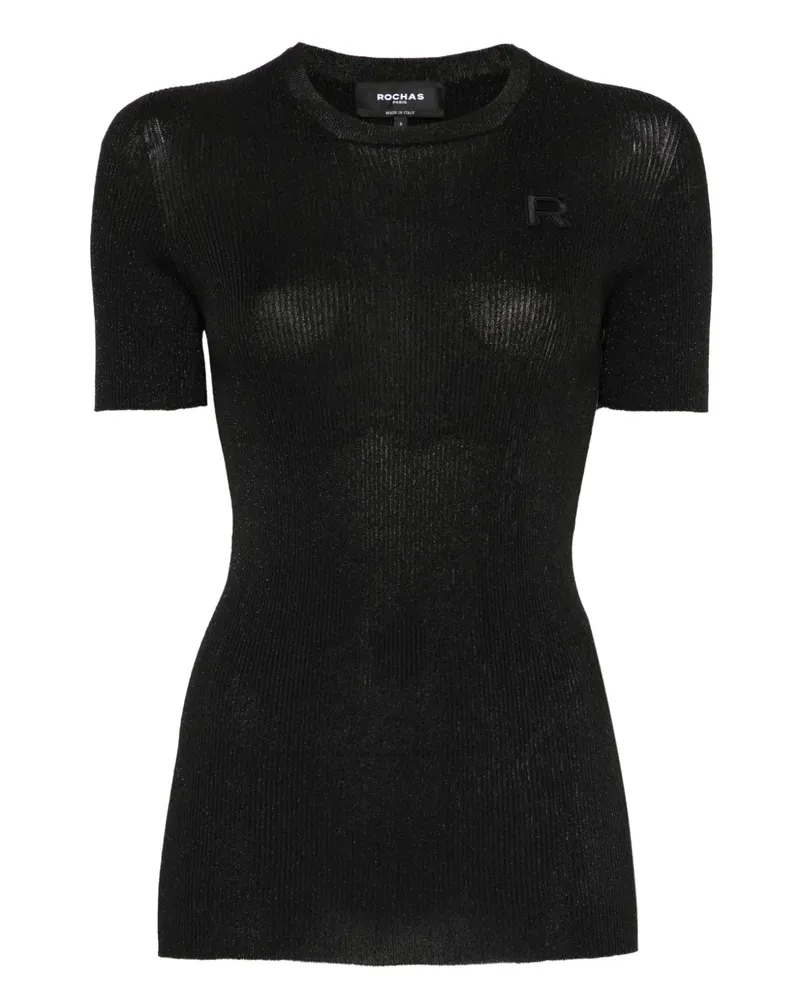 Rochas T-Shirt mit Logo-Applikation - Schwarz Schwarz