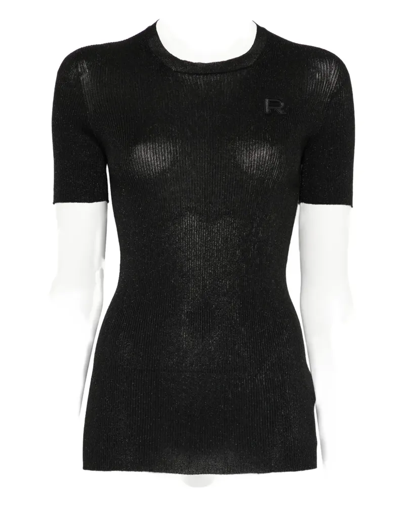 Rochas logo-appliqué knitted T-shirt - Schwarz Schwarz