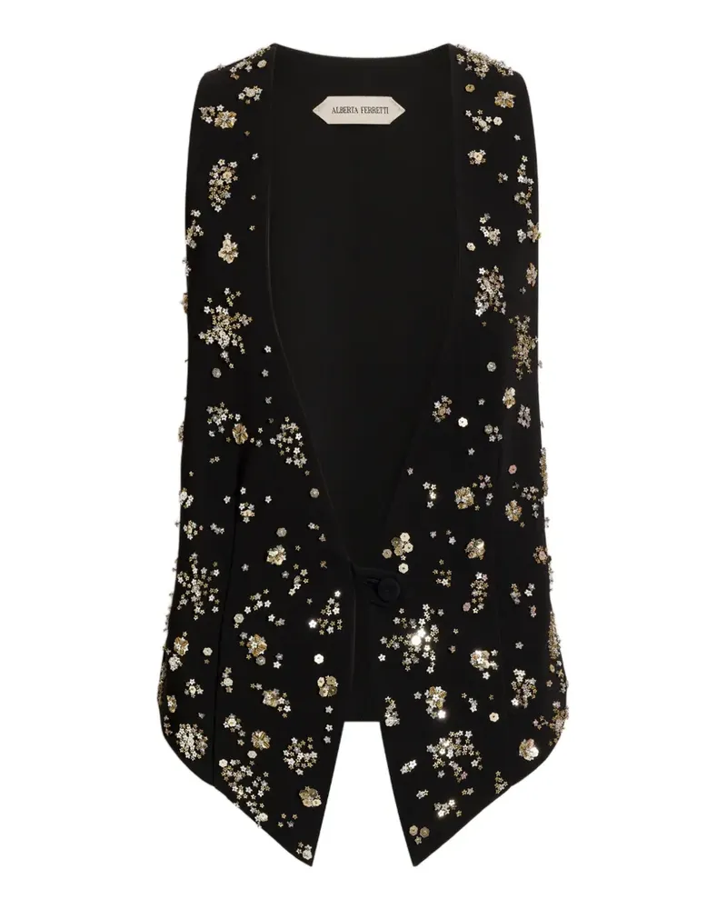 Alberta Ferretti Pailletten-Weste mit Blumenmotiv - Schwarz Schwarz