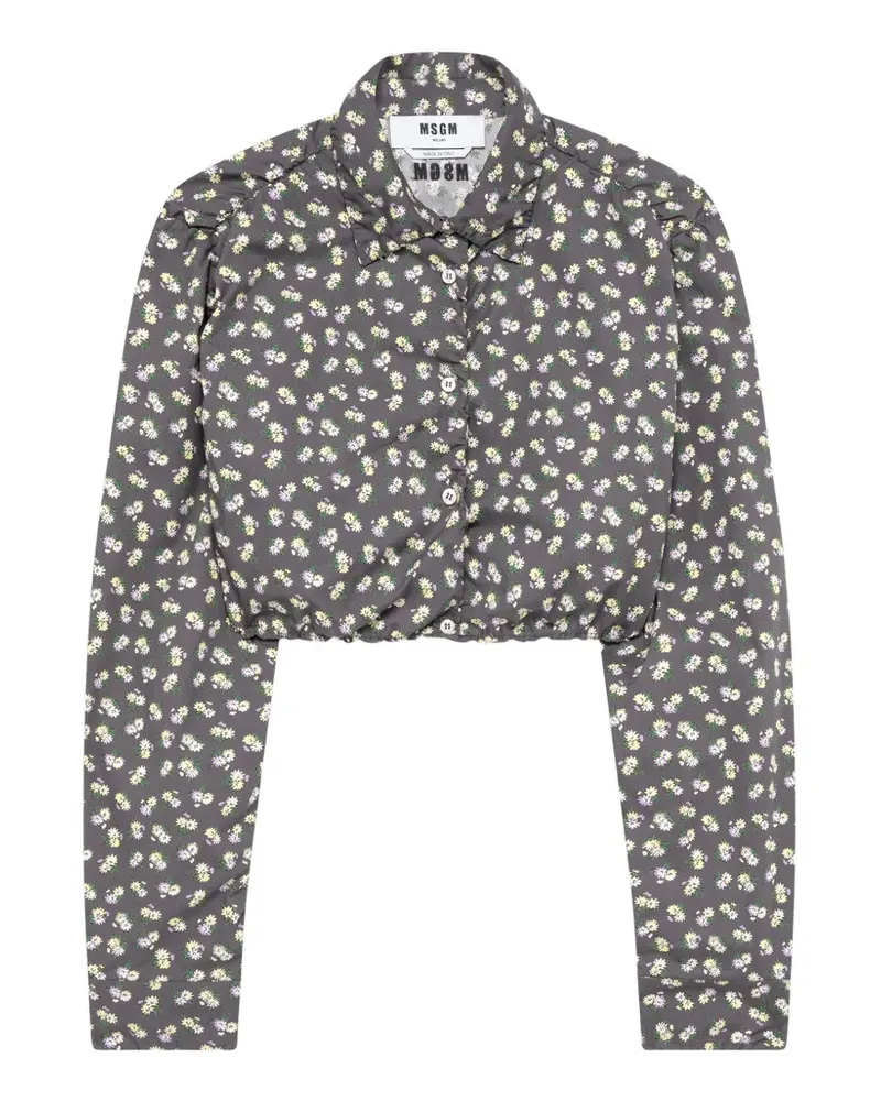MSGM Cropped-Hemd mit Blumenprint - Grau Grau