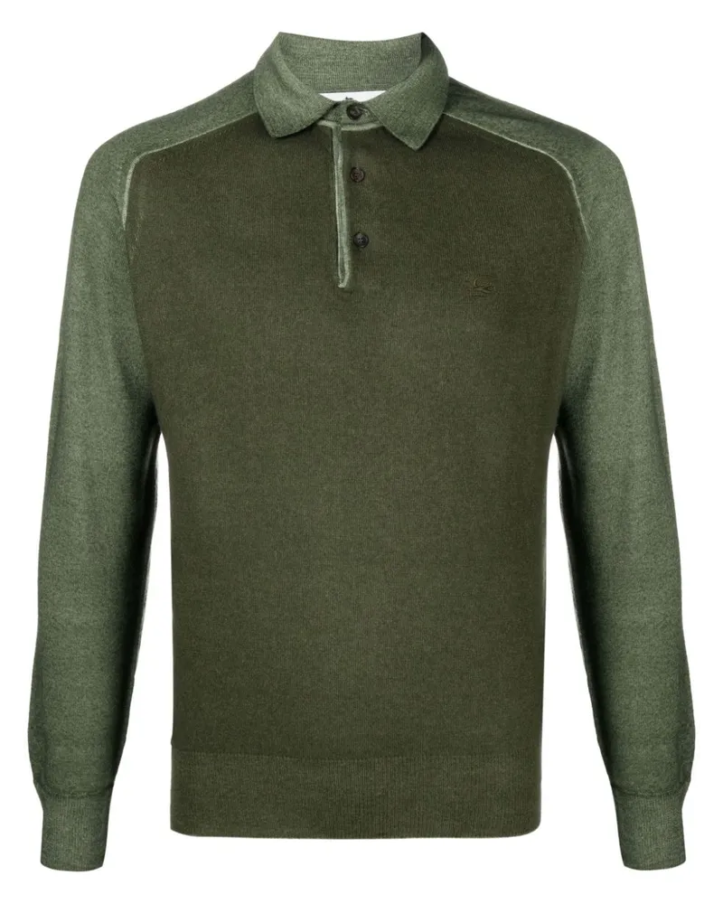 Etro Gestricktes Poloshirt mit Logo-Stickerei GrüN