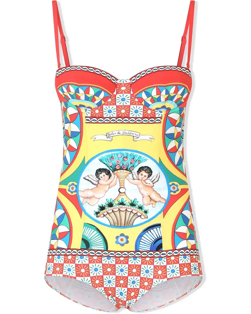 Dolce & Gabbana Badeanzug mit Carretto-Print - Rot Rot