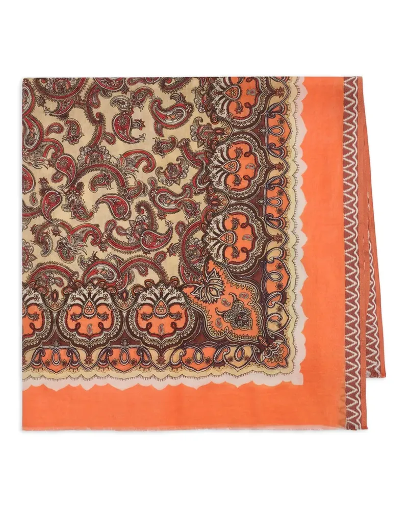 Maliparmi collection print fringed scarf - Orange Orange