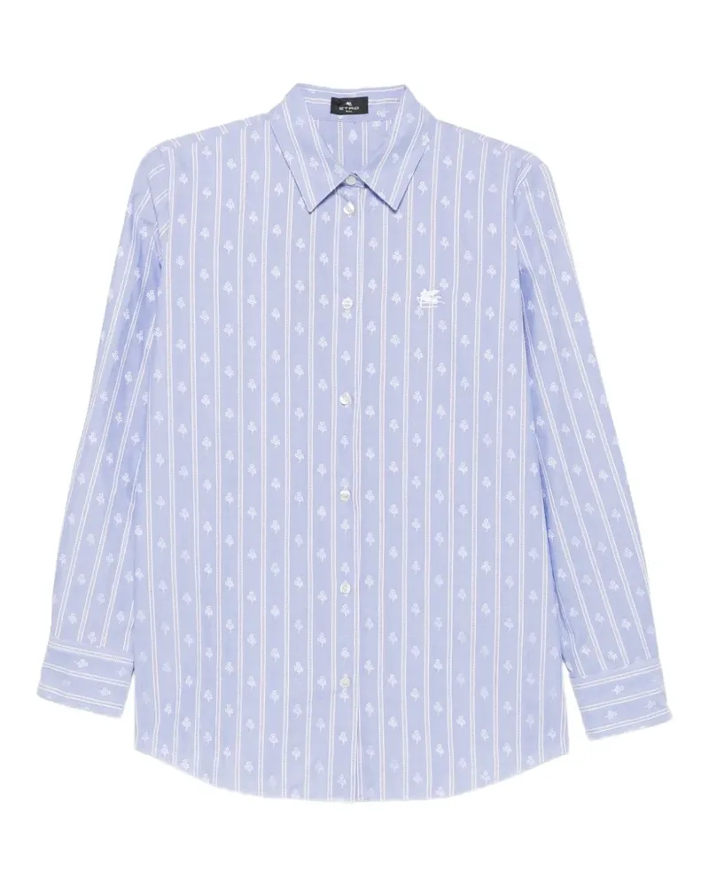 Etro Gestreiftes Hemd mit Blumenprint - Blau Blau