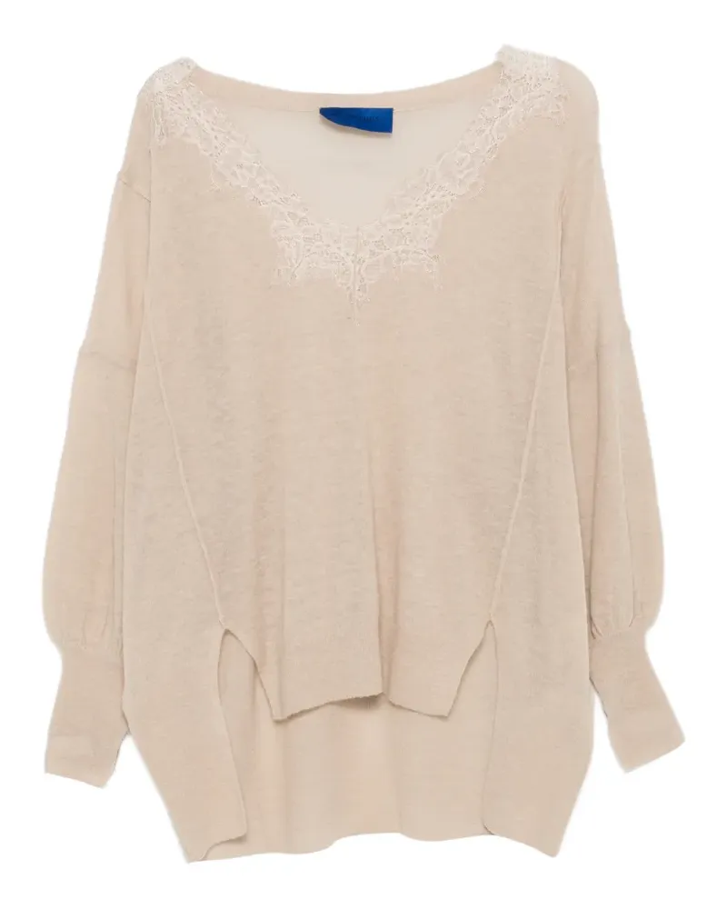 Mes Demoiselles Aera lace V-neck sweater - Nude Nude