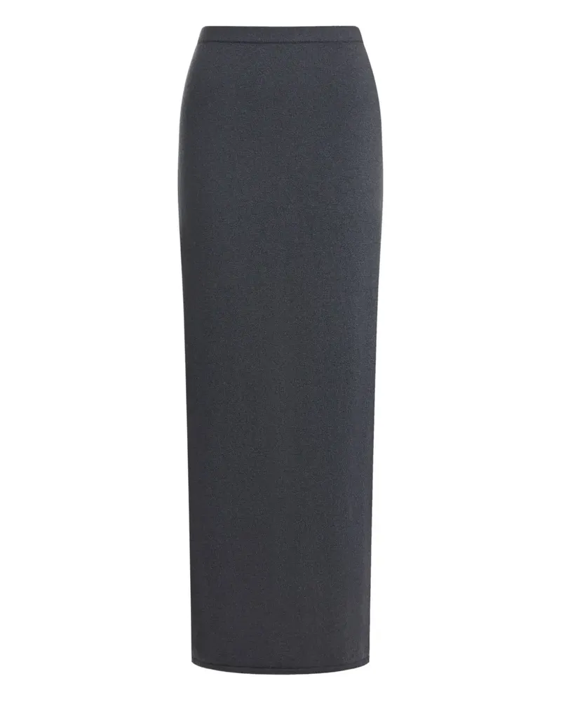 12 STOREEZ Woll-Kaschmir-Rock mit Schlitz - Grau Grau