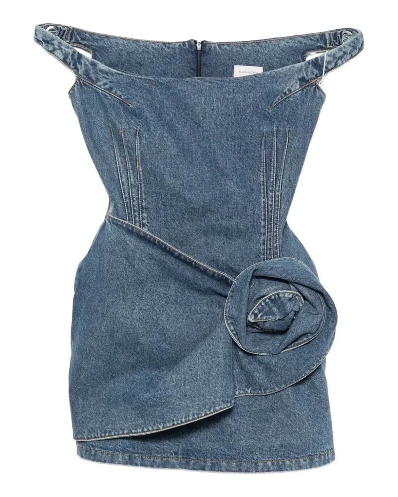 Magda Butrym floral-detail off-the-shoulder mini dress - Blau Blau