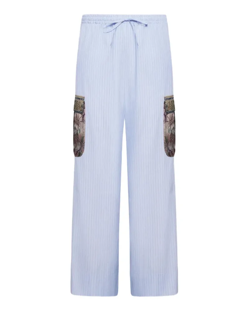 Pierre-Louis Mascia Alomhi floral-patch cotton cargo pants - Blau Blau