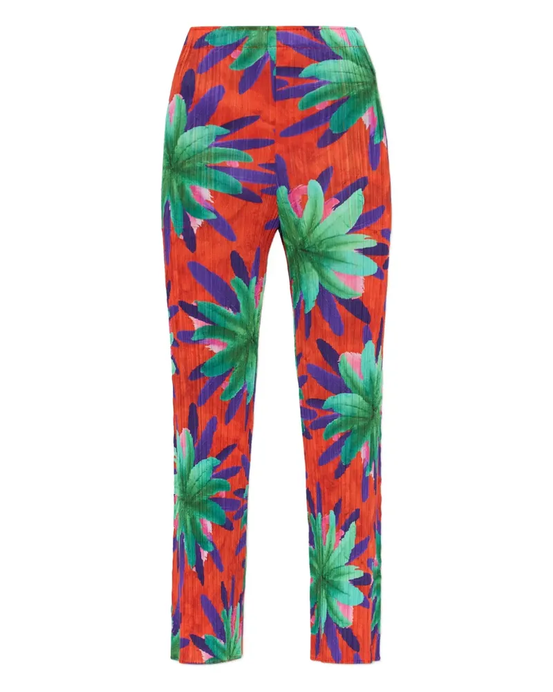 Issey Miyake pleated floral-print trousers - Rot Rot