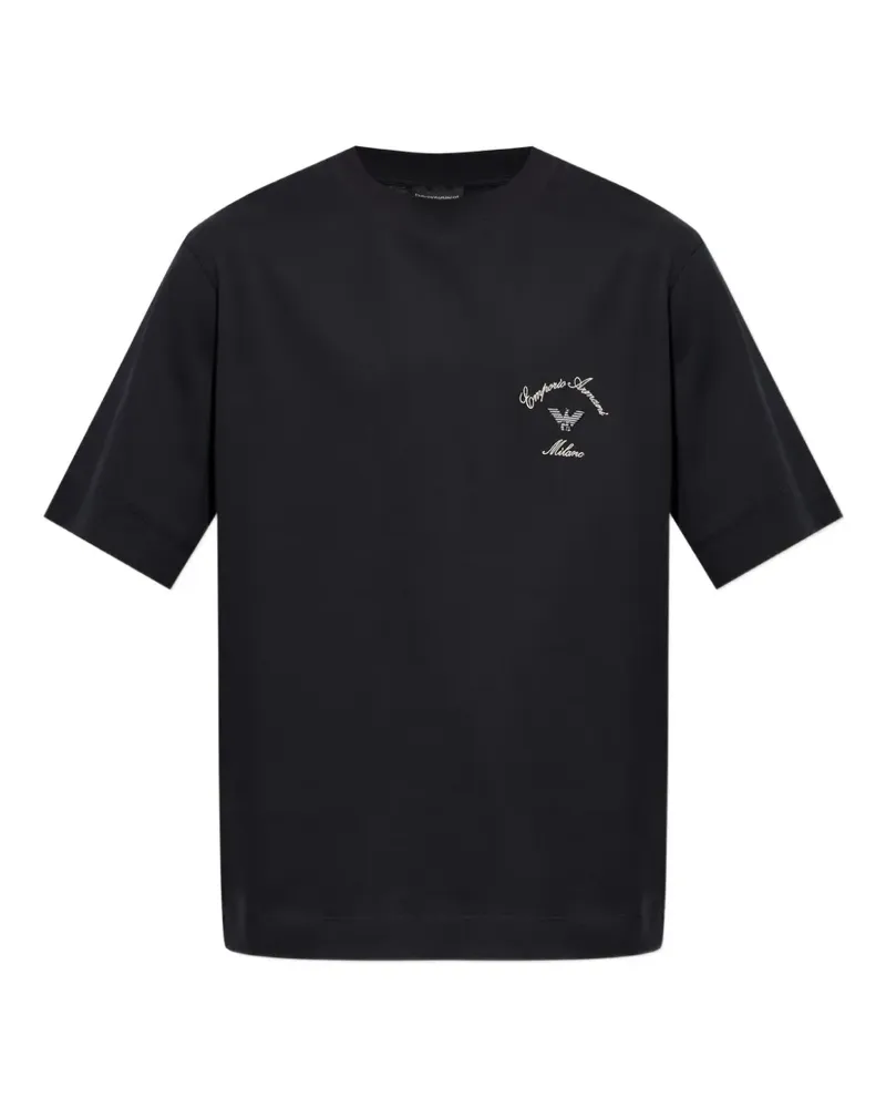 Emporio Armani embroidered-logo T-shirt - Schwarz Schwarz