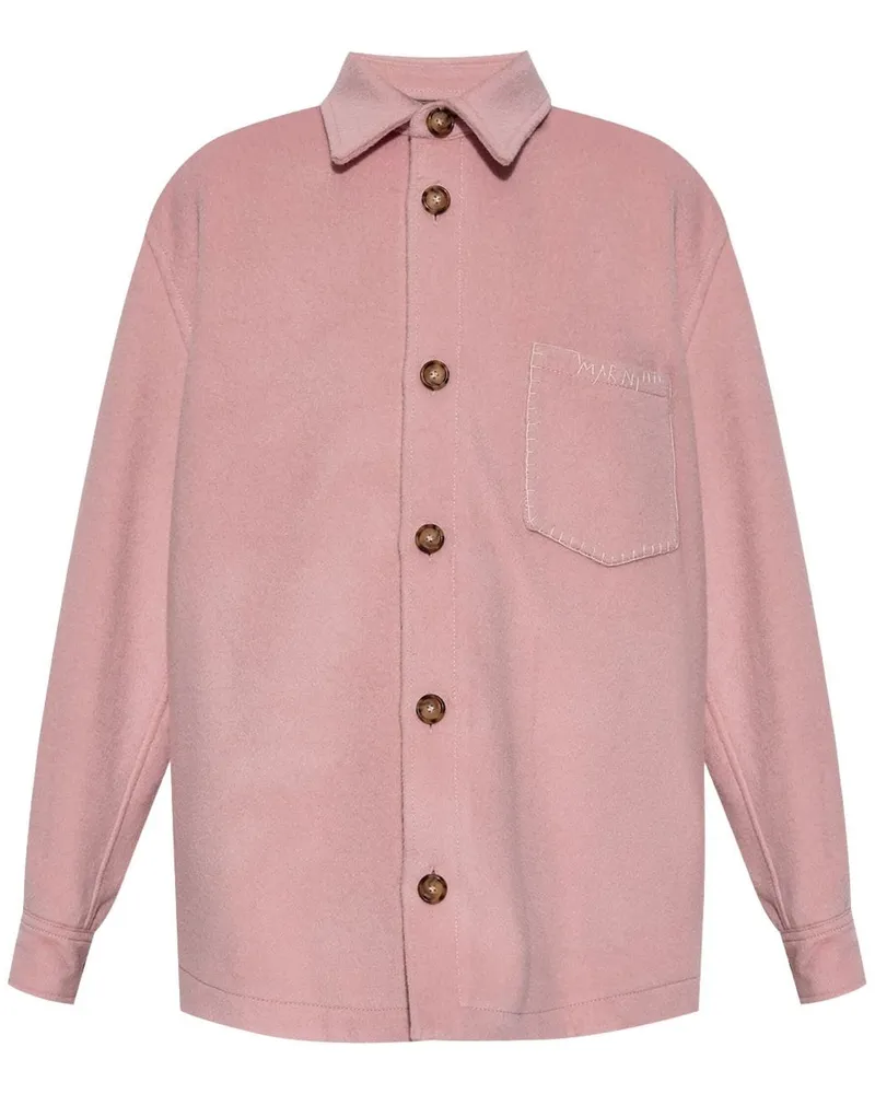 Marni Hemdjacke mit Logo-Stickerei - Rosa Rosa
