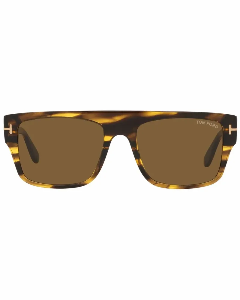 Tom Ford Eckige Sonnenbrille in Schildpattoptik - Braun Braun