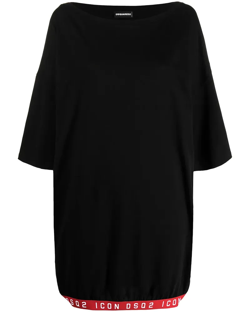 Dsquared2 Langes T-Shirtkleid mit Logo - Schwarz Schwarz