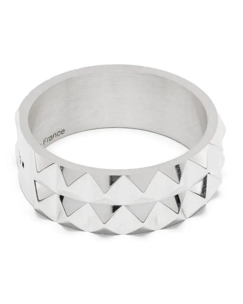Le Gramme 7G Guilloche-Ring mit Pyramidenstruktur - Silber Silber