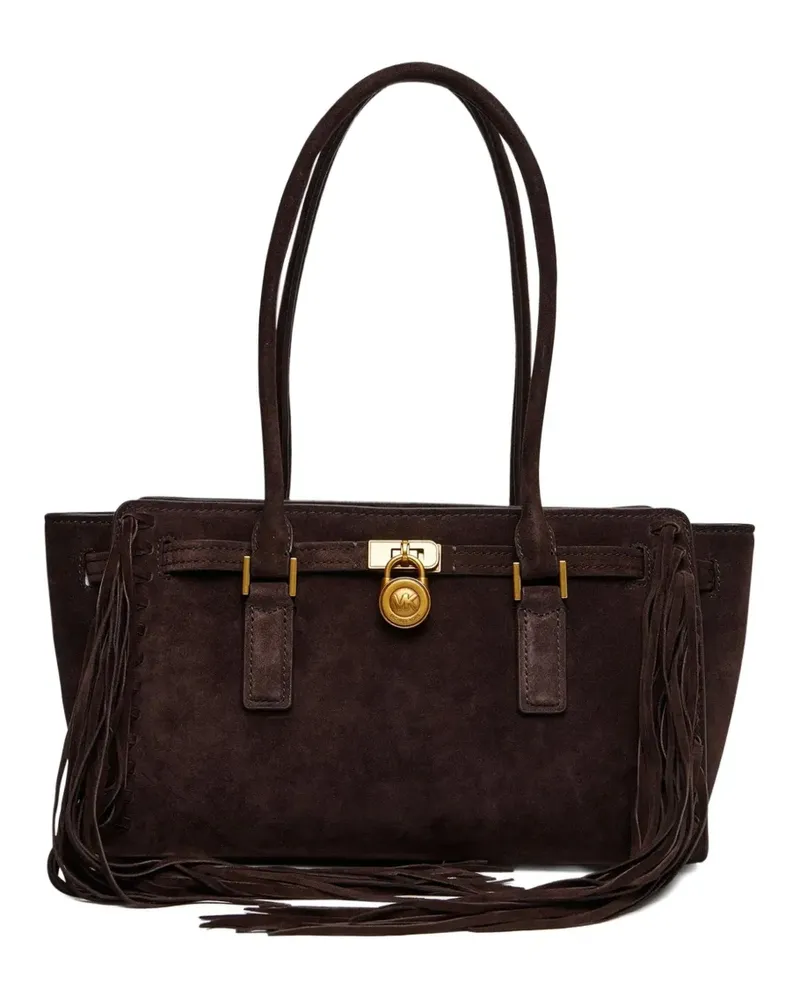Michael Kors Kleine Hamilton moderne Wildleder-Schultertasche mit Fransen - Braun Braun