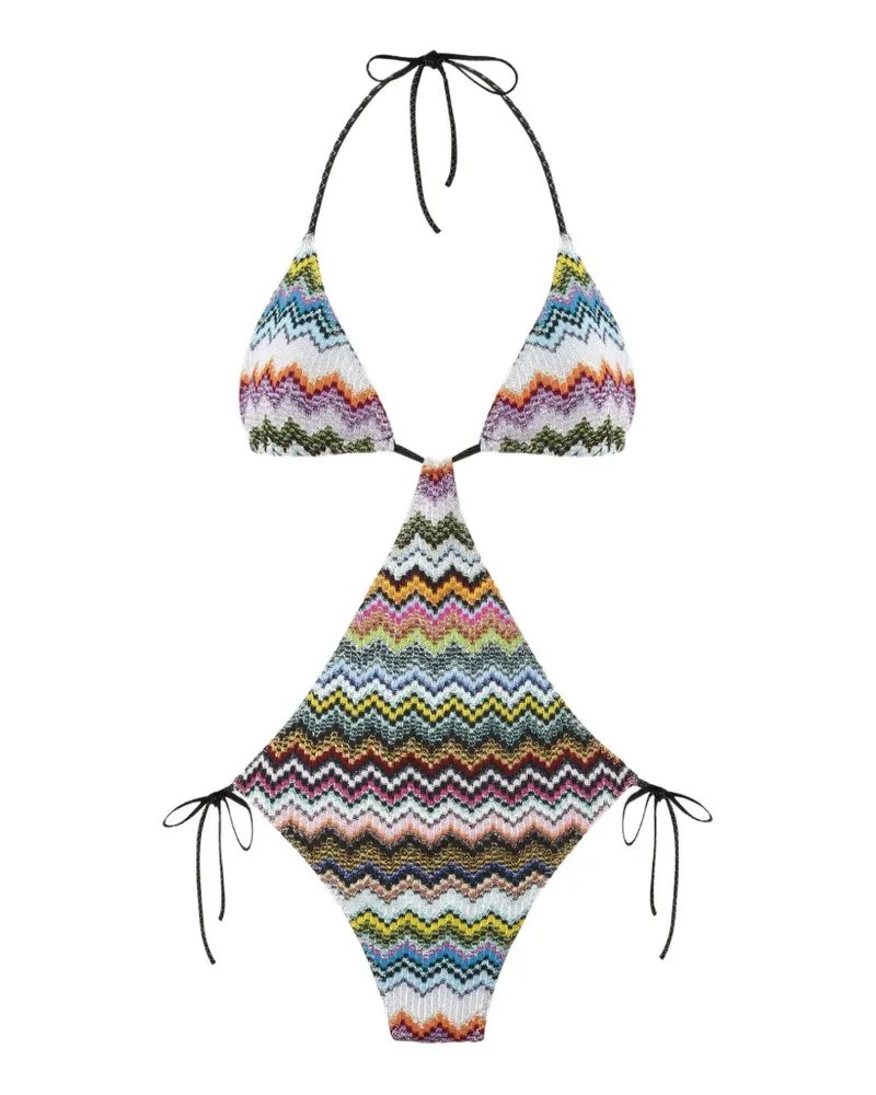 Missoni triangle-top zig-zag-pattern trikini - Blau Blau