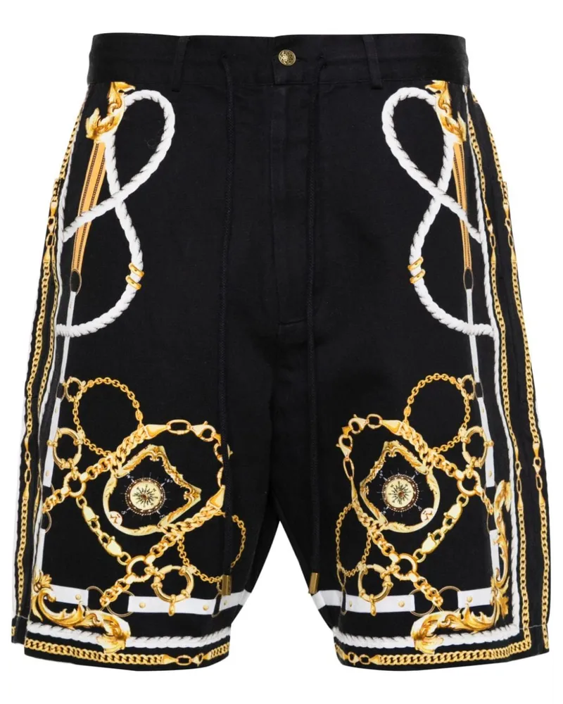 Camilla Twill-Shorts mit Coast-to-Coast-Print Schwarz