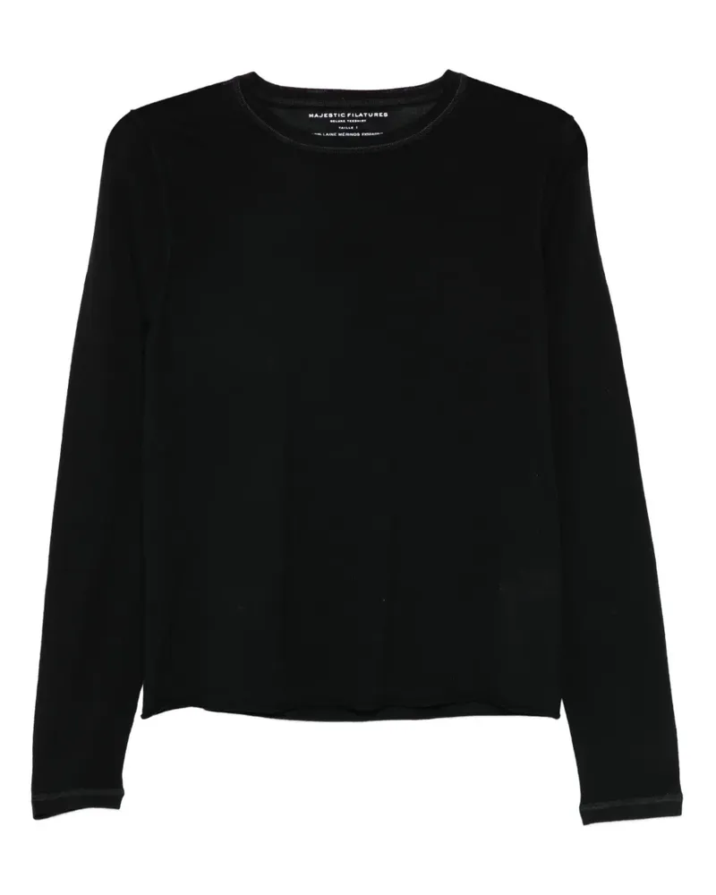 Majestic Sweatshirt aus Merinowolle - Schwarz Schwarz