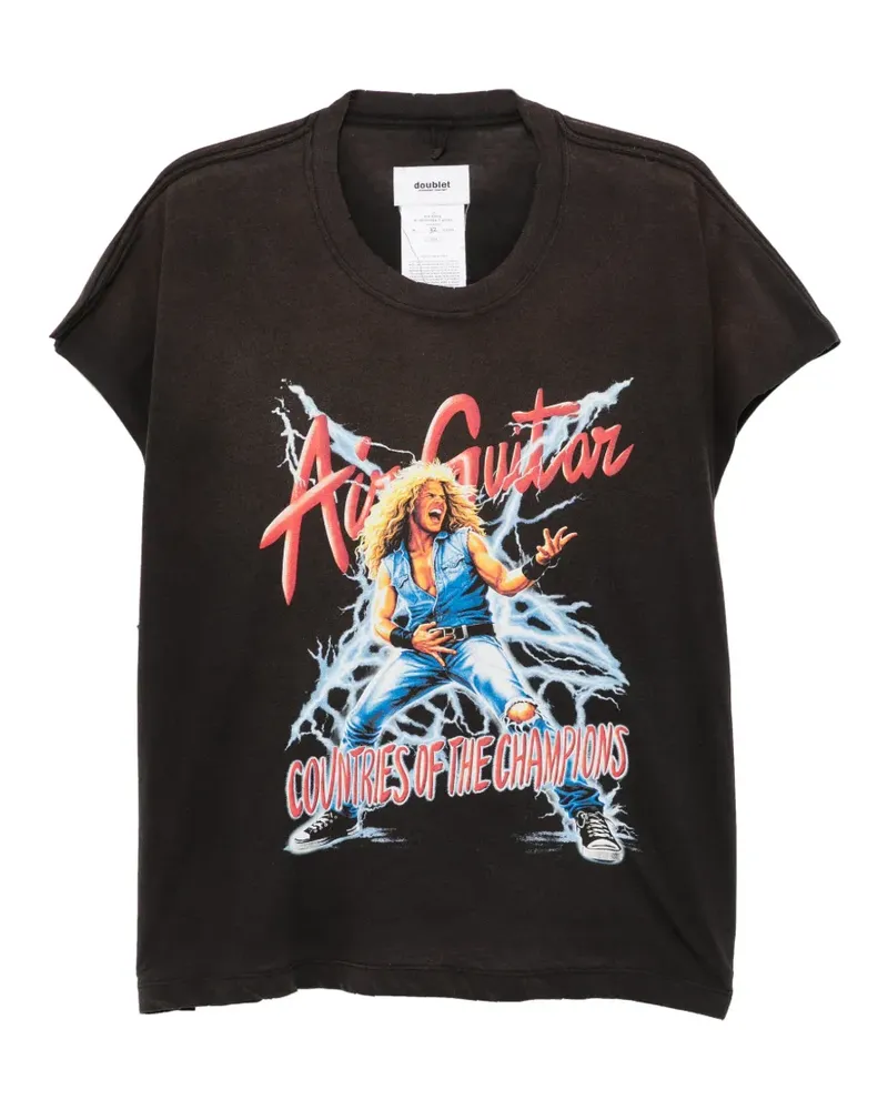 Doublet graphic-print cap-sleeve T-shirt - Schwarz Schwarz