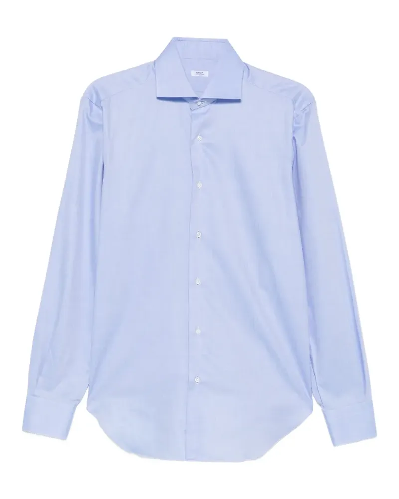 BARBA Hemd mit Fischgrätenmuster - Blau Blau