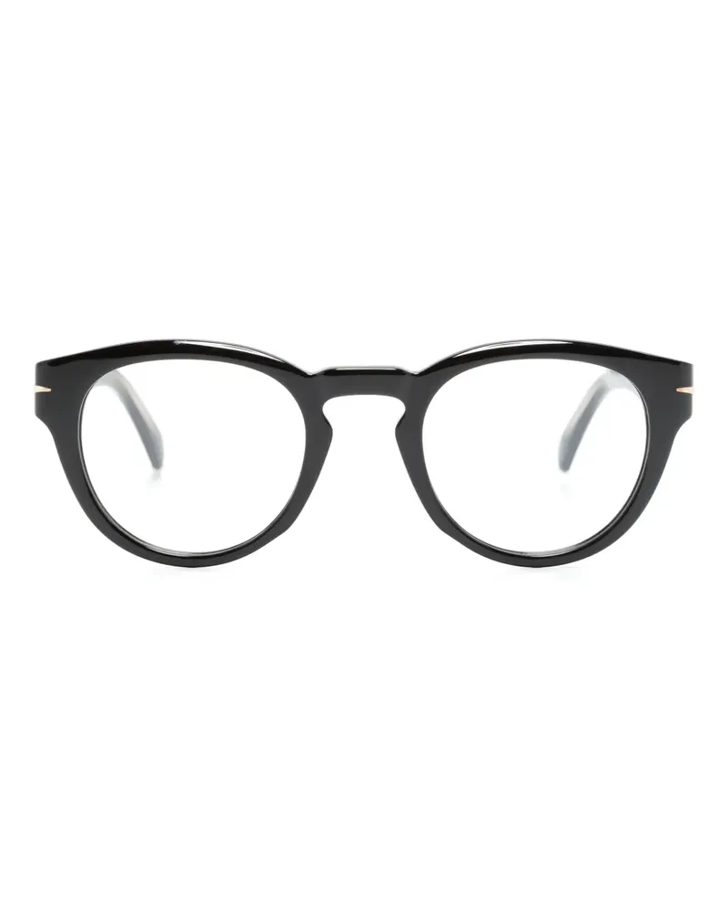 EYEWEAR by DAVID BECKHAM Runde Brille mit Logo-Schild - Schwarz Schwarz