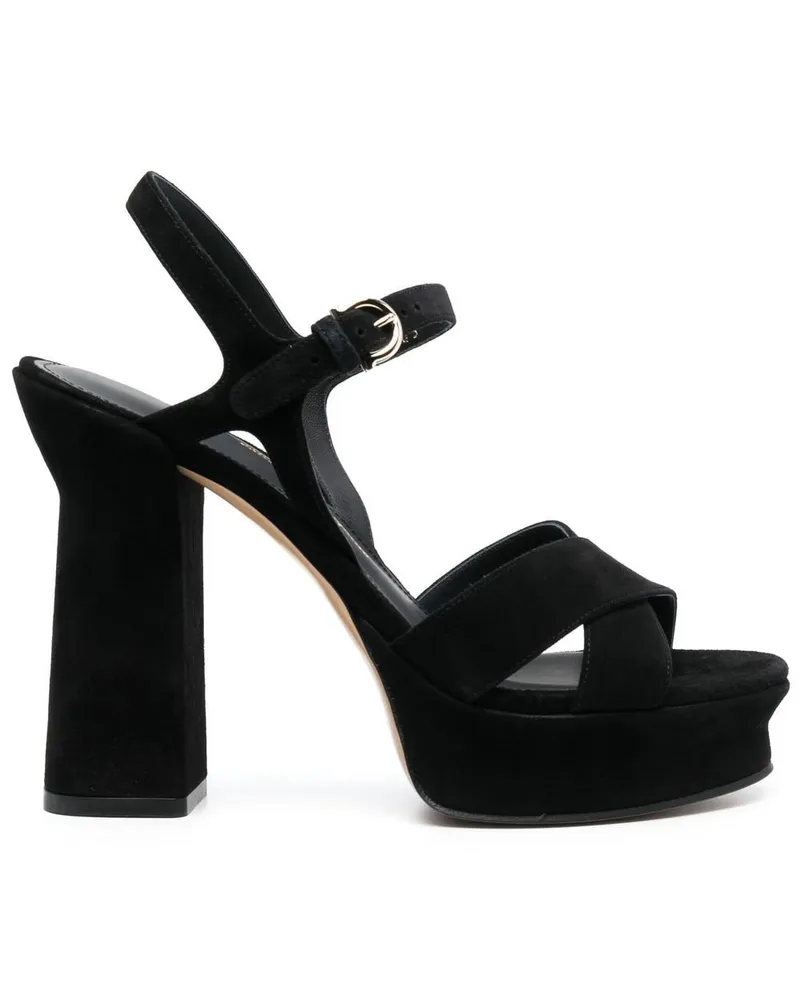 Ferragamo Gancini-buckle suede platform sandals Schwarz