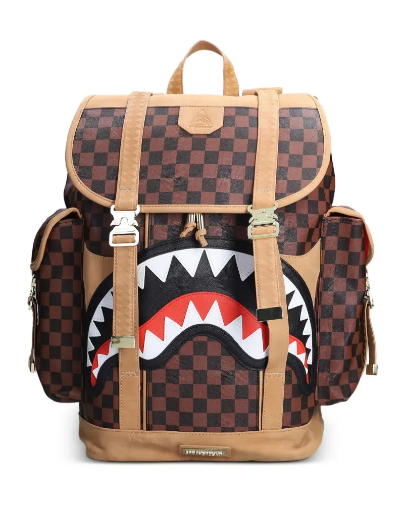 Sprayground Rucksack mit Schachbrettmuster - Braun Braun