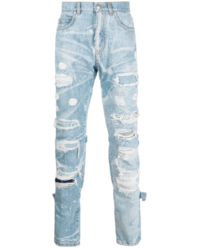 John Richmond Skinny-Jeans mit Distressed-Detail Blau