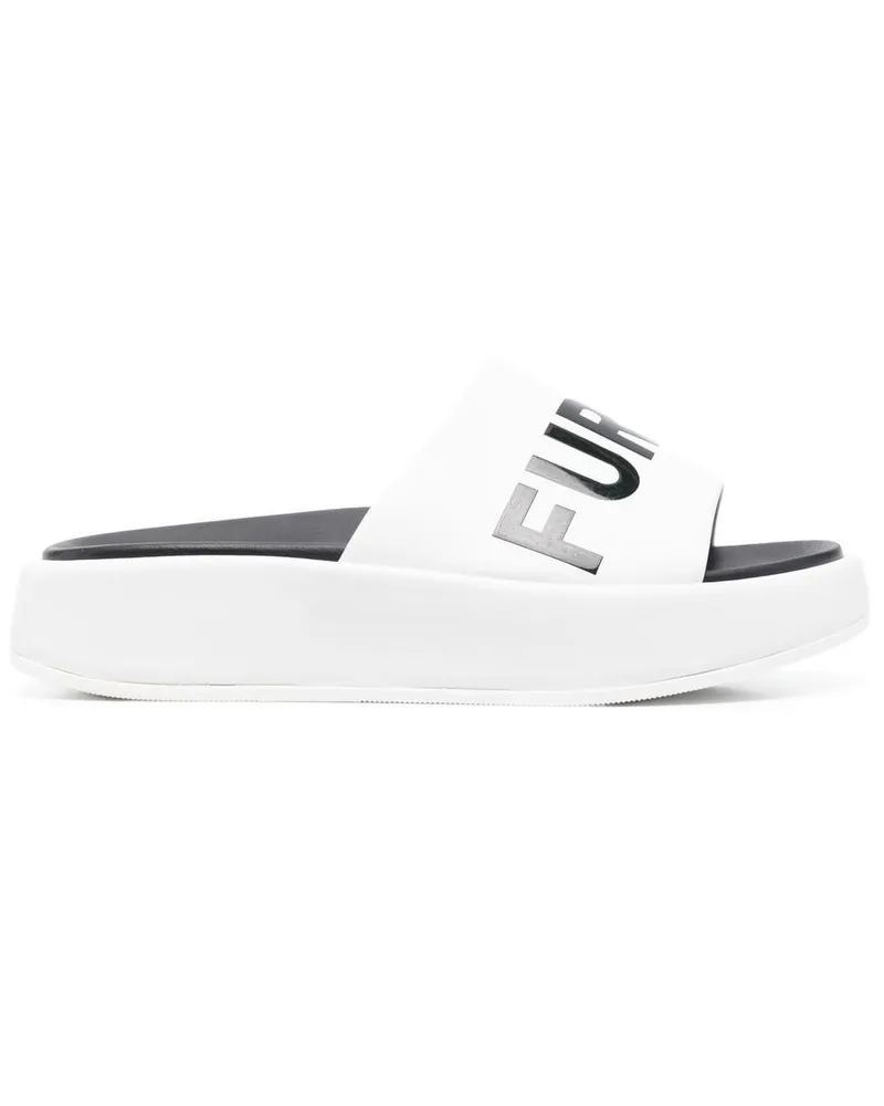 Furla Pantoletten mit Logo - Weiß Weiß