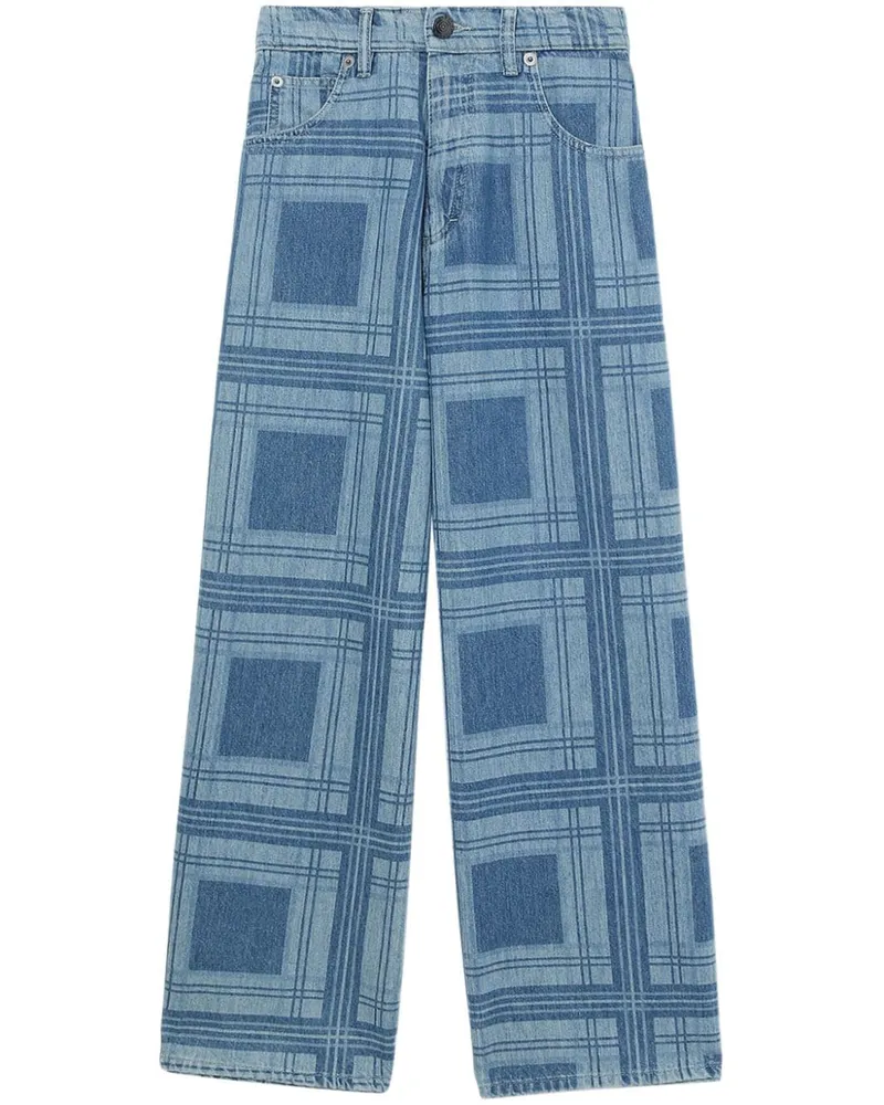 Charles Jeffrey Loverboy Weite Jeans mit Schottenkaro - Blau Blau