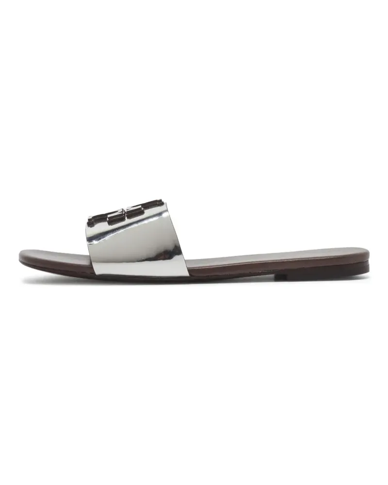 Tory Burch Flache Ines Sandalen aus Lackleder - Silber Silber