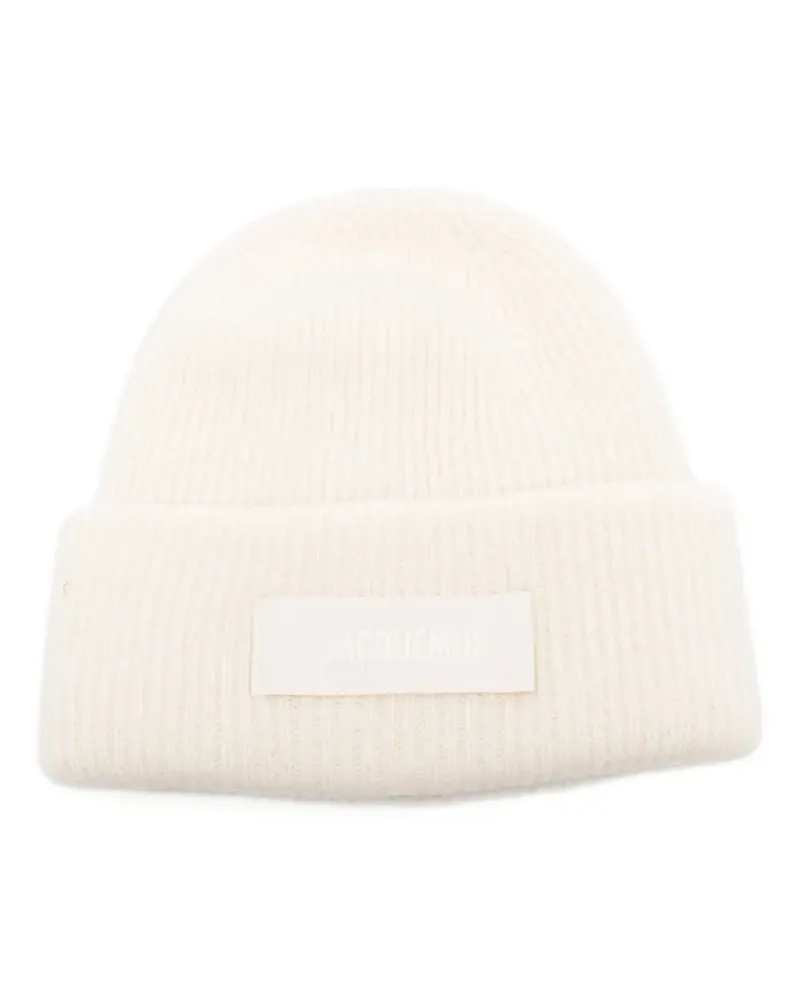 Jacquemus Gerippte Beanie mit Logo-Patch - Nude Nude