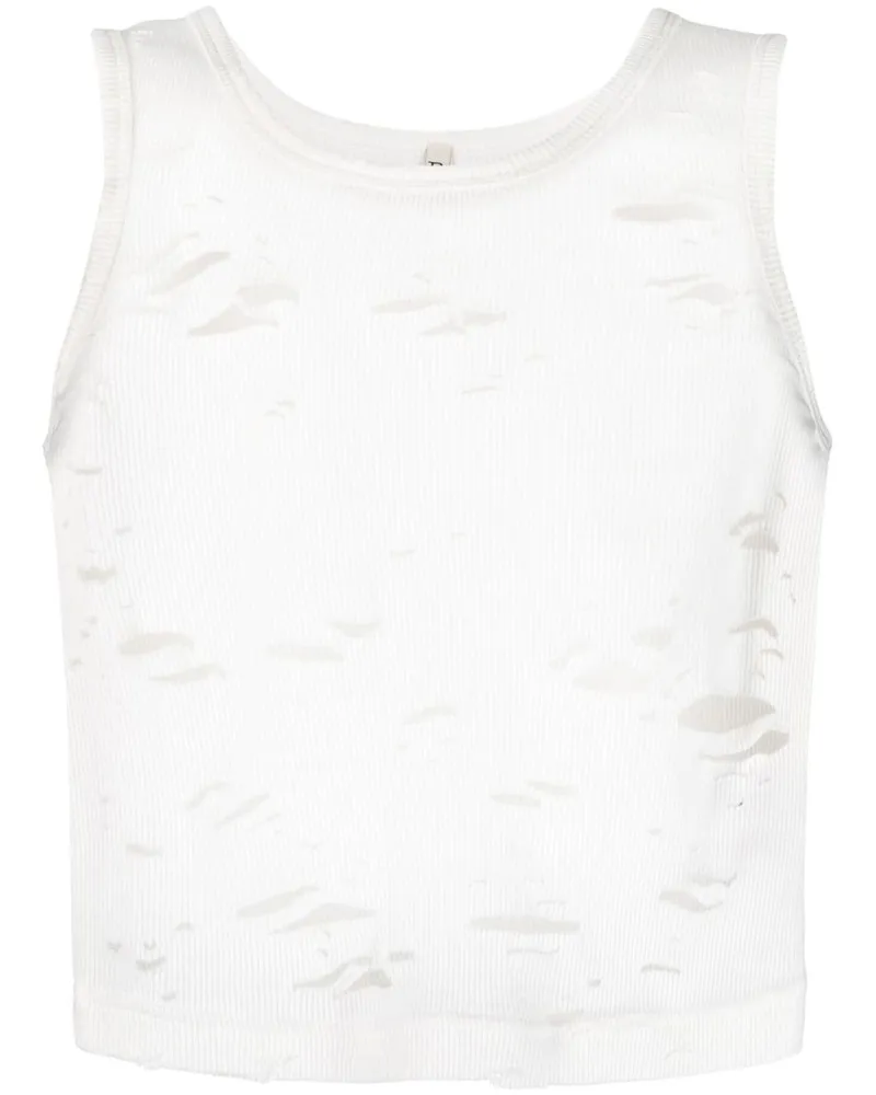 R13 Top in Destroyed-Optik - Weiß Weiß
