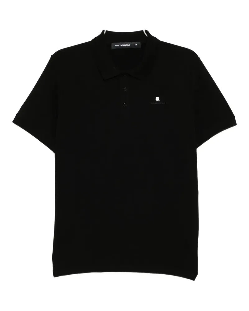 Karl Lagerfeld logo-embossed polo shirt - Schwarz Schwarz