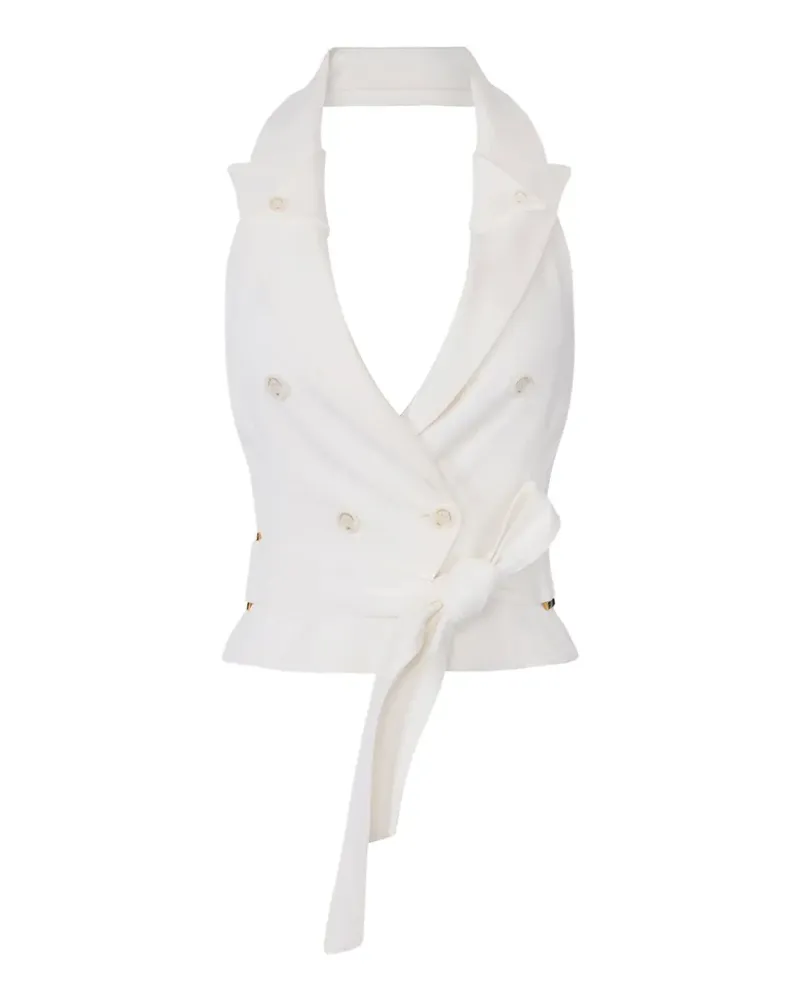 Elisabetta Franchi halter neck collared waistcoat - Weiß Weiß