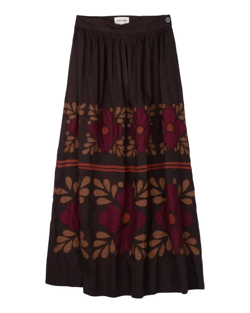 Antik Batik Axo floral-appliqué maxi skirt - Braun Braun