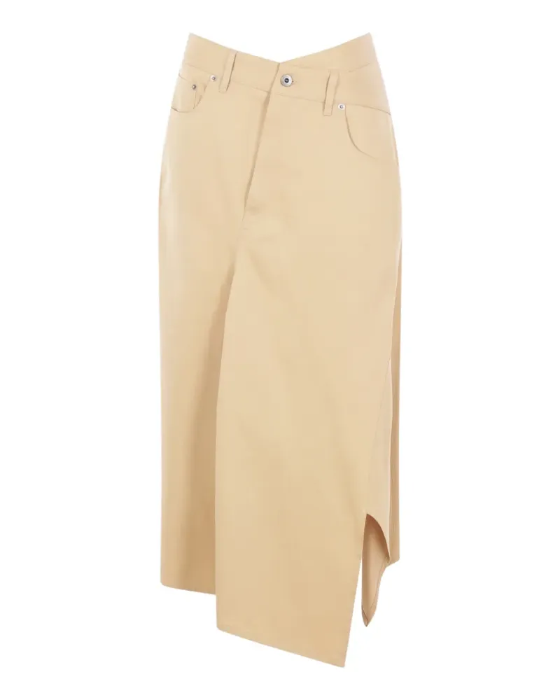 Loewe asymmetric-hem logo-patch midi skirt - Nude Nude