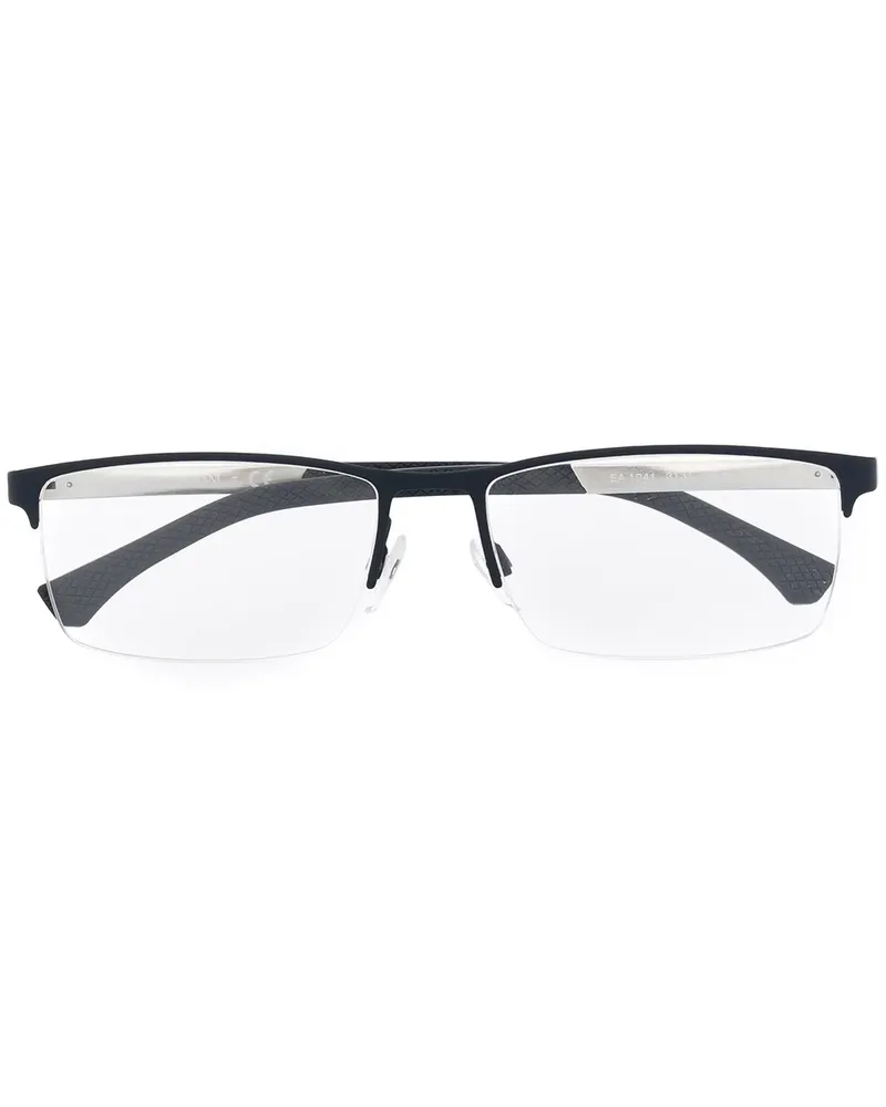 Emporio Armani Eckige Brille mit Logo - Silber Silber