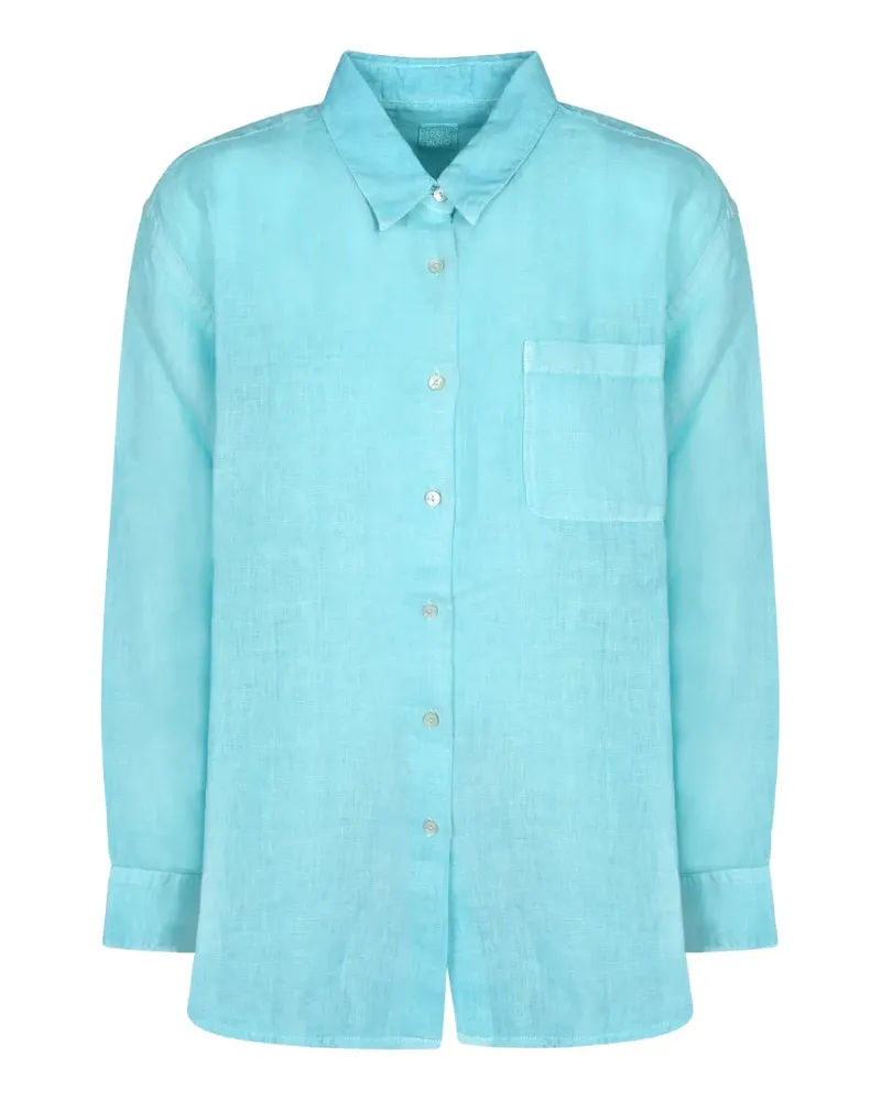120% Lino chest-pocket shirt - Blau Blau