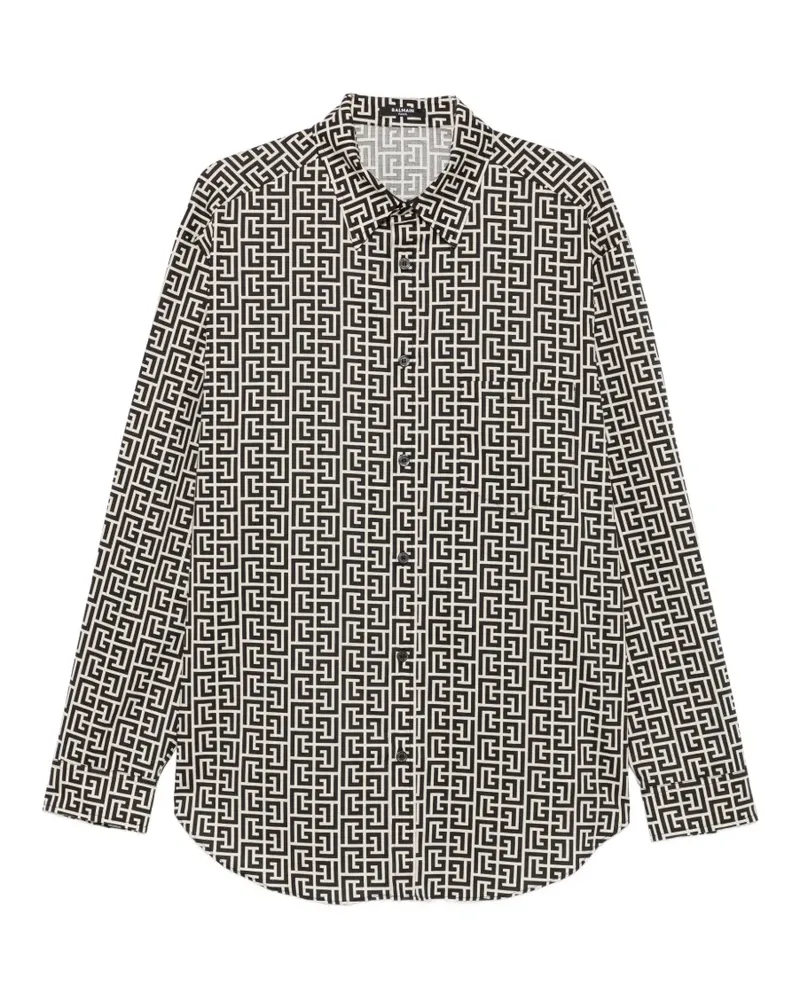 Balmain Hemd mit Monogramm-Print - Schwarz Schwarz
