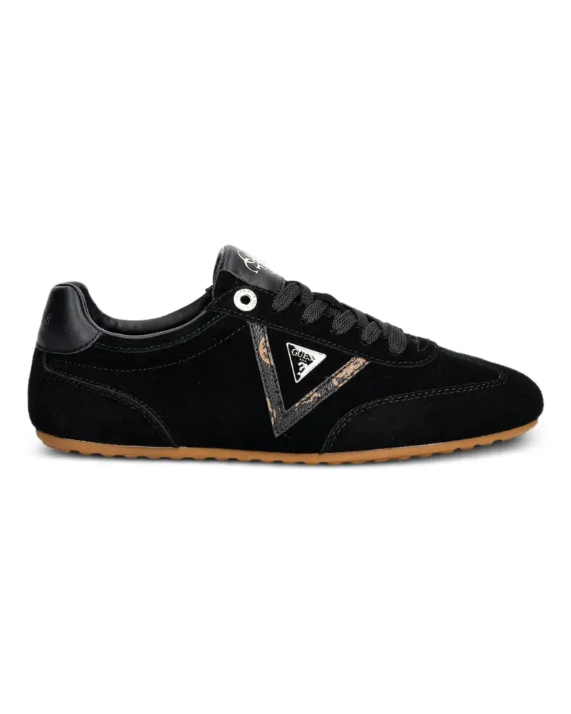Guess suede logo-patch sneakers - Schwarz Schwarz