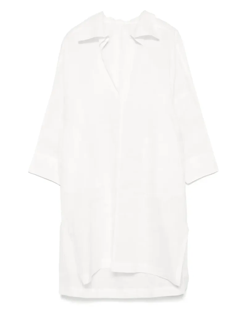 Issey Miyake Midikleid mit V-Ausschnitt - Weiß Weiß