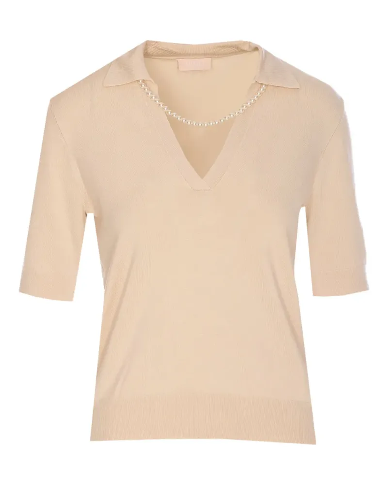 Liu Jo Poloshirt mit Perlenverzierung - Nude Nude