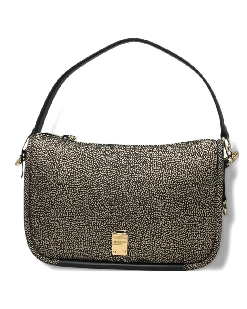 Borbonese Opa Schultertasche mit Print - Nude Nude